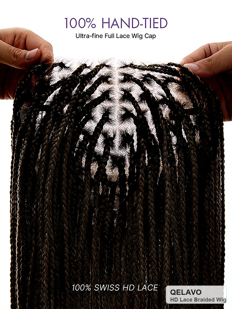HD Lace Knotless Box Braided Wig | Real Scalp Look Glueless Wig - Qelavo