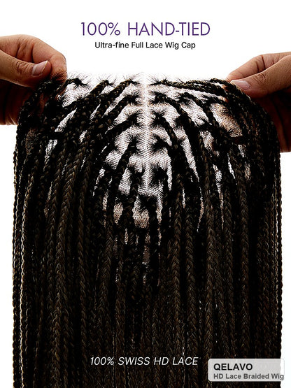 HD Lace Knotless Box Braided Wig | Real Scalp Look Glueless Wig - Qelavo