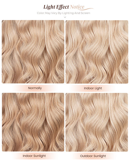 heenura 13x6 Pre-All Glueless Ash Blonde Ombre Loose Body Wave/Silky Straight Wig Invisible Knots Realistic Hairline