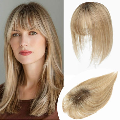 🔥 NEW ARRIVAL SALE-Human Hair Topper with Bangs | Hair Piece for Thinning Hair