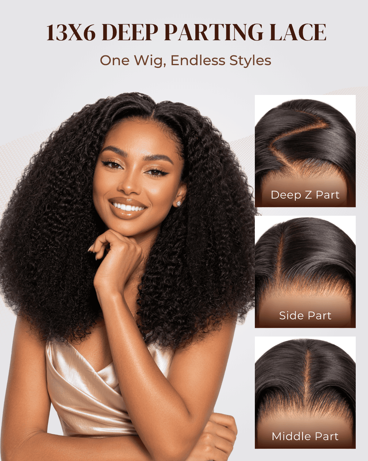 heenura Zerowear 13x6 Invisible HD Lace Glueless Wig Afro Curly With Drawstring Natural Black 100% Human Hair Wig