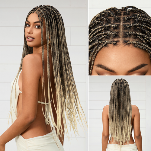 HD Lace Knotless Box Braided Wig | Real Scalp Look Glueless Wig