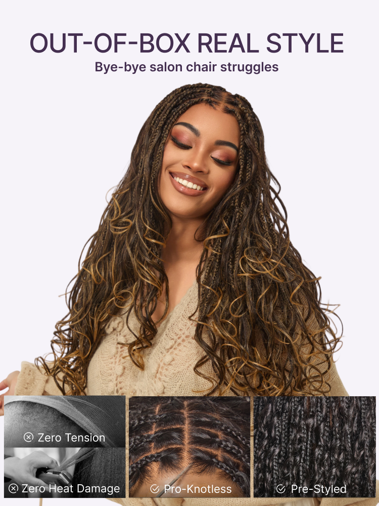 🔥Last Day: 73% Off🔥 Salon Braids HD Lace Knotless Wig ✨