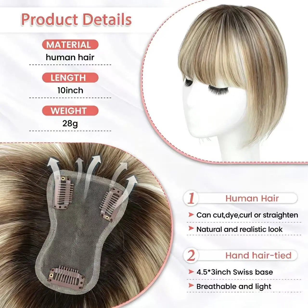Fringe Hair Topper · Hair Piece for Thinning Hair