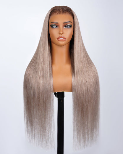 heenura 13x6 Pre-All Glueless Ash Blonde Ombre Loose Body Wave/Silky Straight Wig Invisible Knots Realistic Hairline