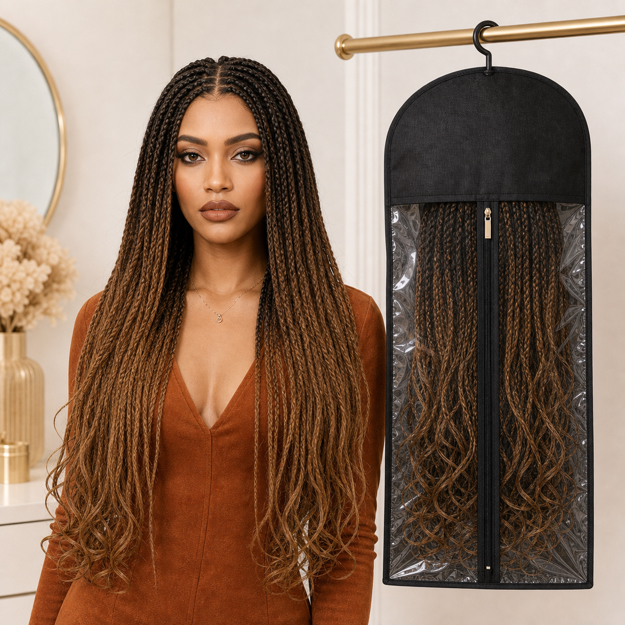 HD Lace Knotless Box Braided Wig | Real Scalp Look Glueless Wig - Qelavo