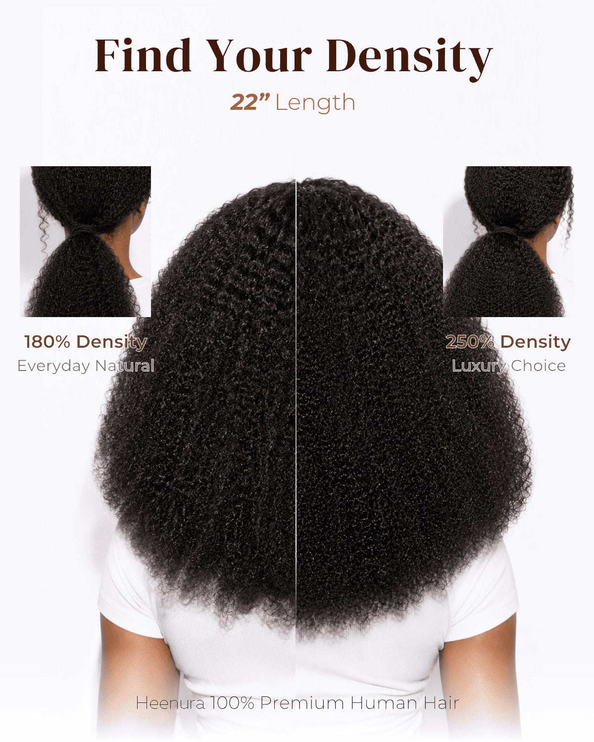 heenura Zerowear 13x6 Invisible HD Lace Glueless Wig Afro Curly With Drawstring Natural Black 100% Human Hair Wig